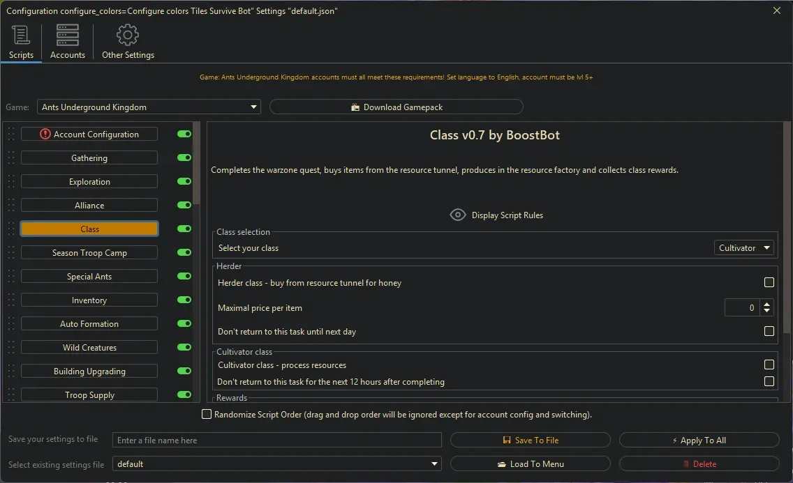 Ants Underground Bot - Class