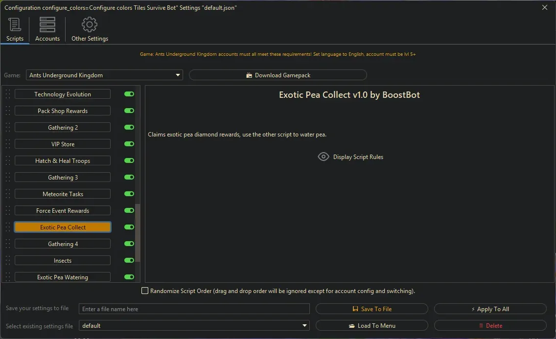 Ants Underground Bot - Exotic Pea Collect