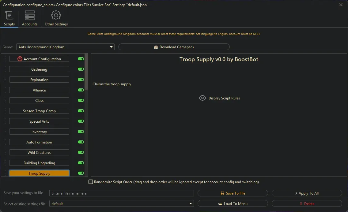Ants Underground Bot - Troop Supply