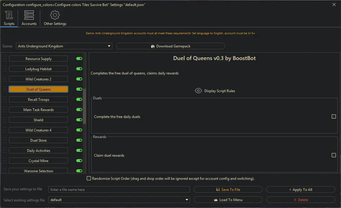 Ants Underground Bot - Duel of Queens