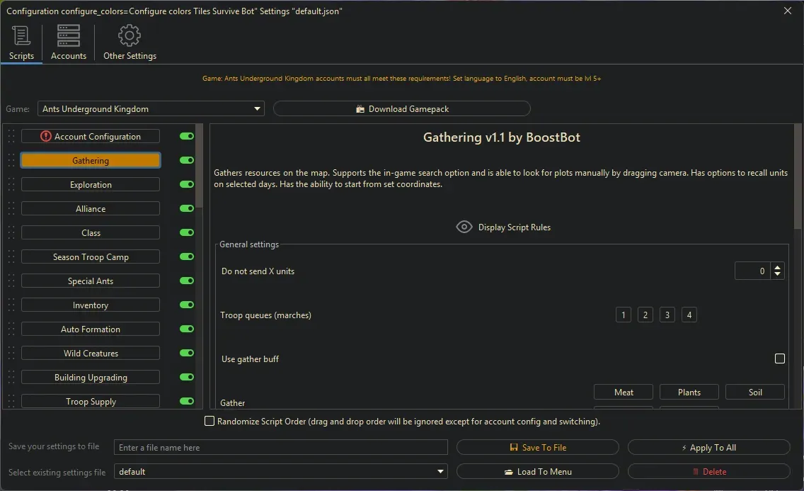 Ants Underground Bot - Gathering