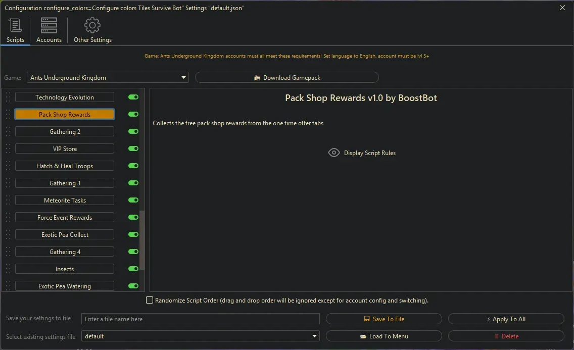 Ants Underground Bot - Pack Shop Rewards