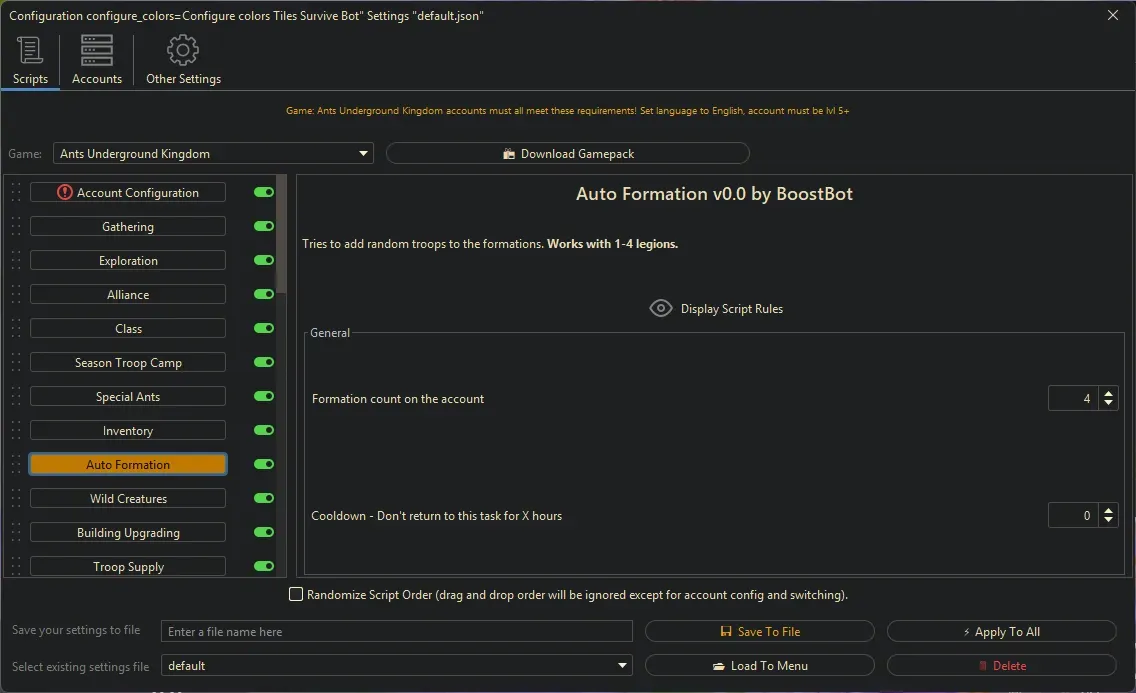 Ants Underground Bot - Auto Formation