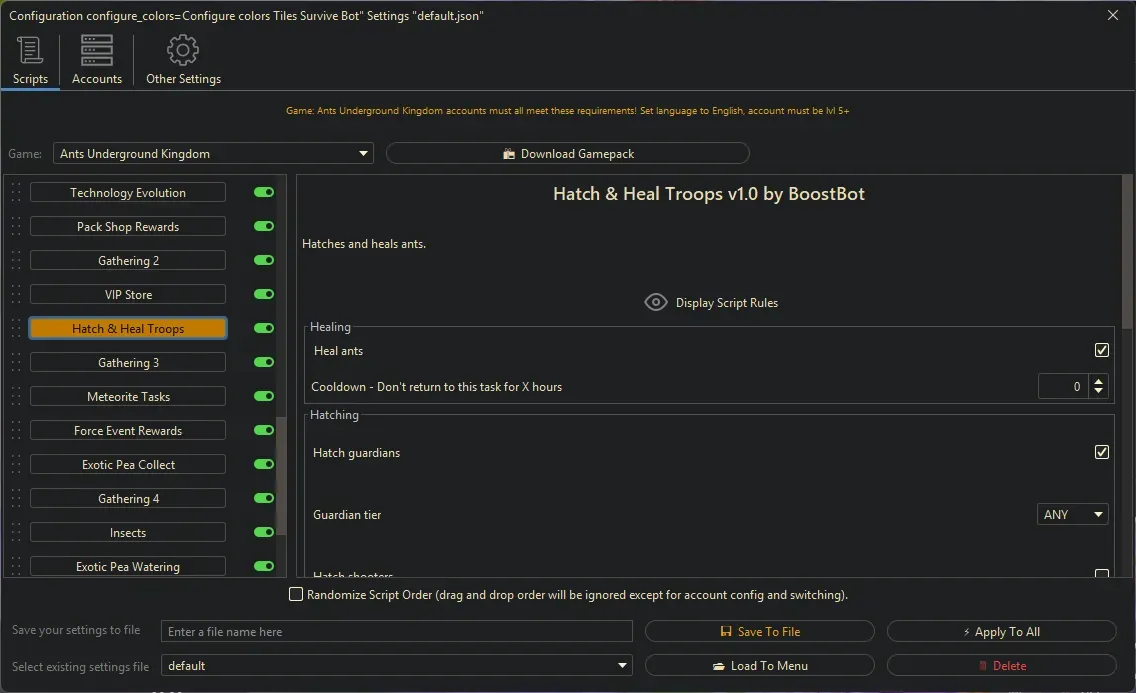 Ants Underground Bot - Hatch & Heal Troops