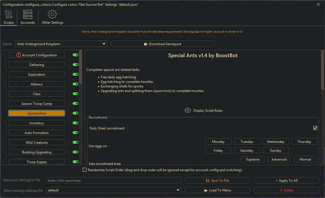 Ants Underground Bot - Special Ants