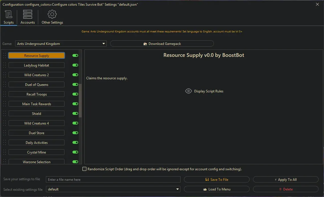 Ants Underground Bot - Resource Supply